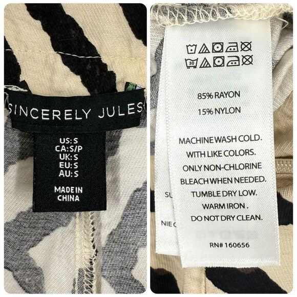 Sincerely Jules Wide Leg Geometric Print Pants in Cream/Black | Size Small - Picture 6 of 6